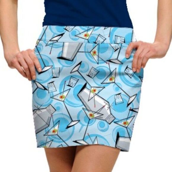 LOUDMOUTH Golf Partini Classic Skort Sz 8 Martini Cocktails Blue Skirt Shorts - Picture 12 of 16